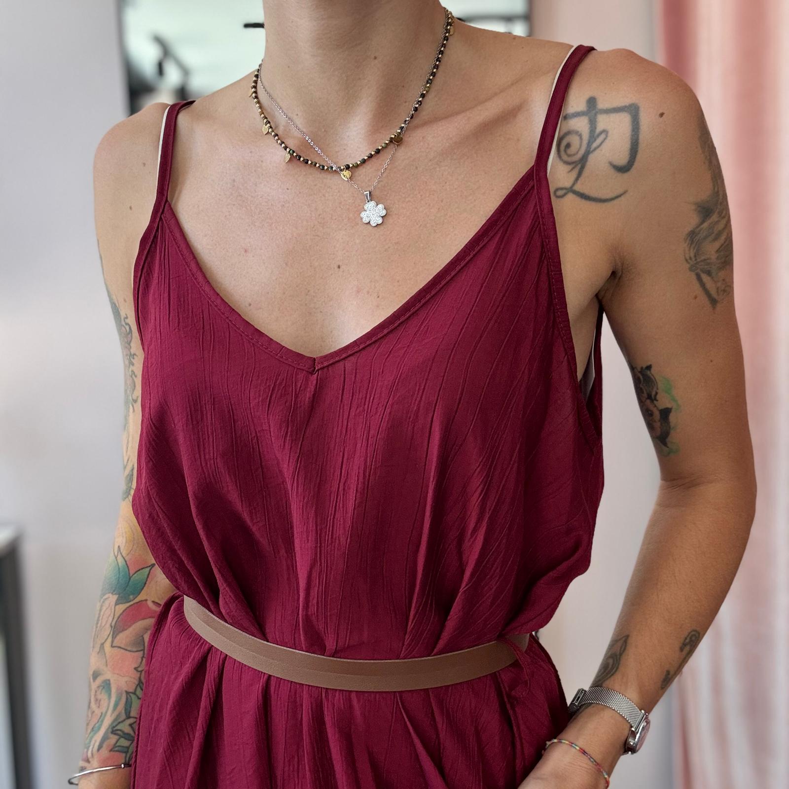 Vestito con spalline e scollo a V – in viscosa leggerissima - immagine 2