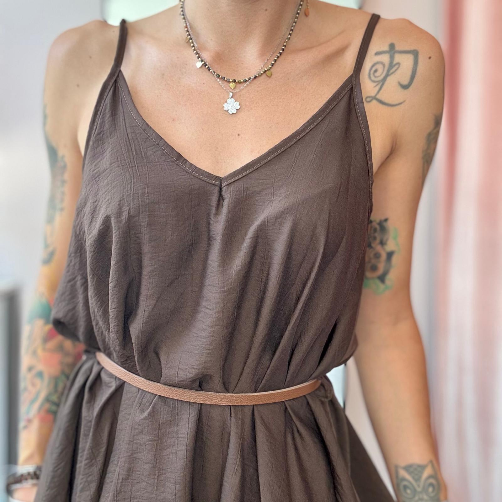 Vestito con spalline e scollo a V – in viscosa leggerissima - immagine 8