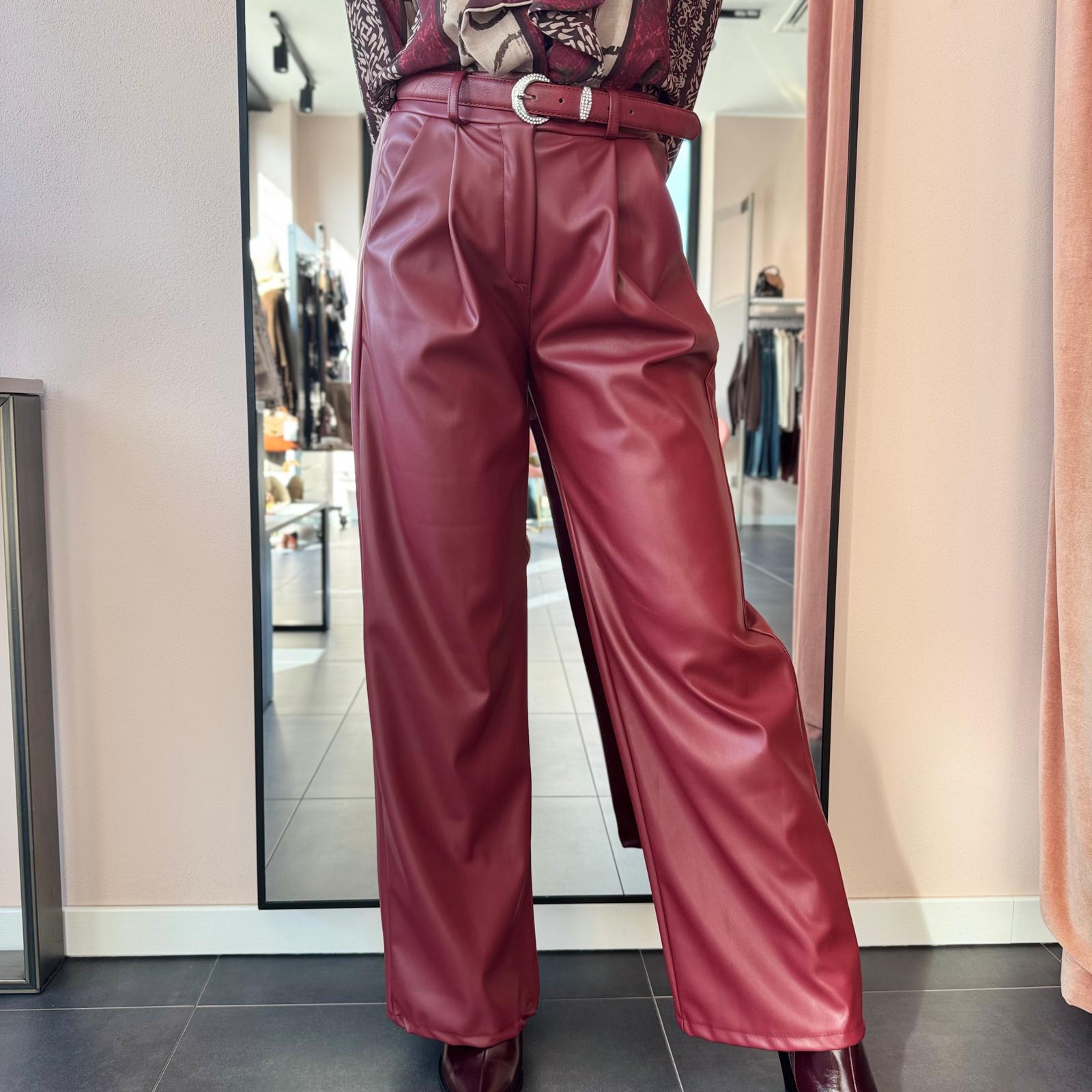 Pantaloni in Ecopelle Bordeaux - immagine 7