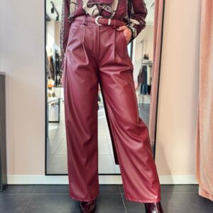 Pantaloni in Ecopelle Bordeaux