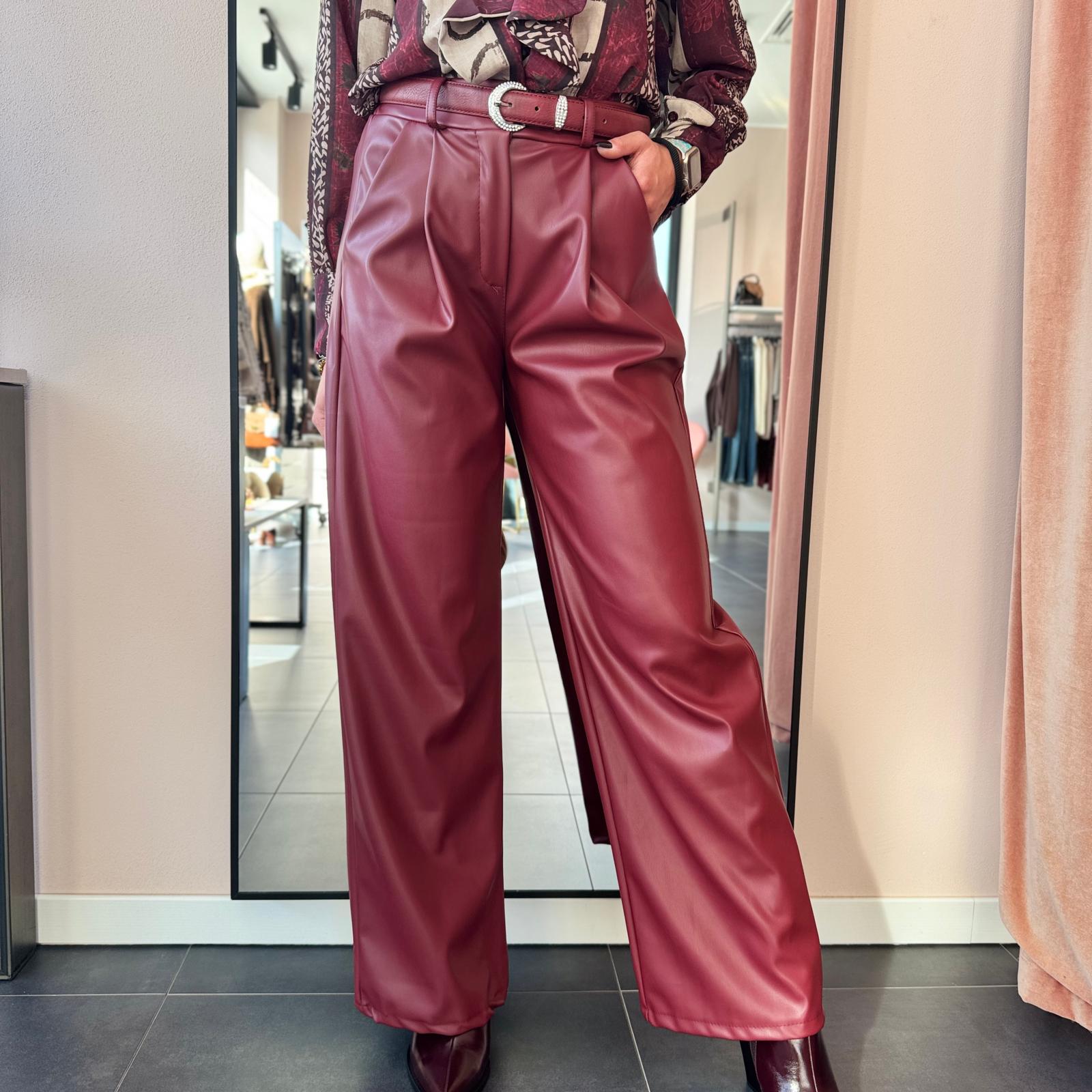 Pantaloni in Ecopelle Bordeaux