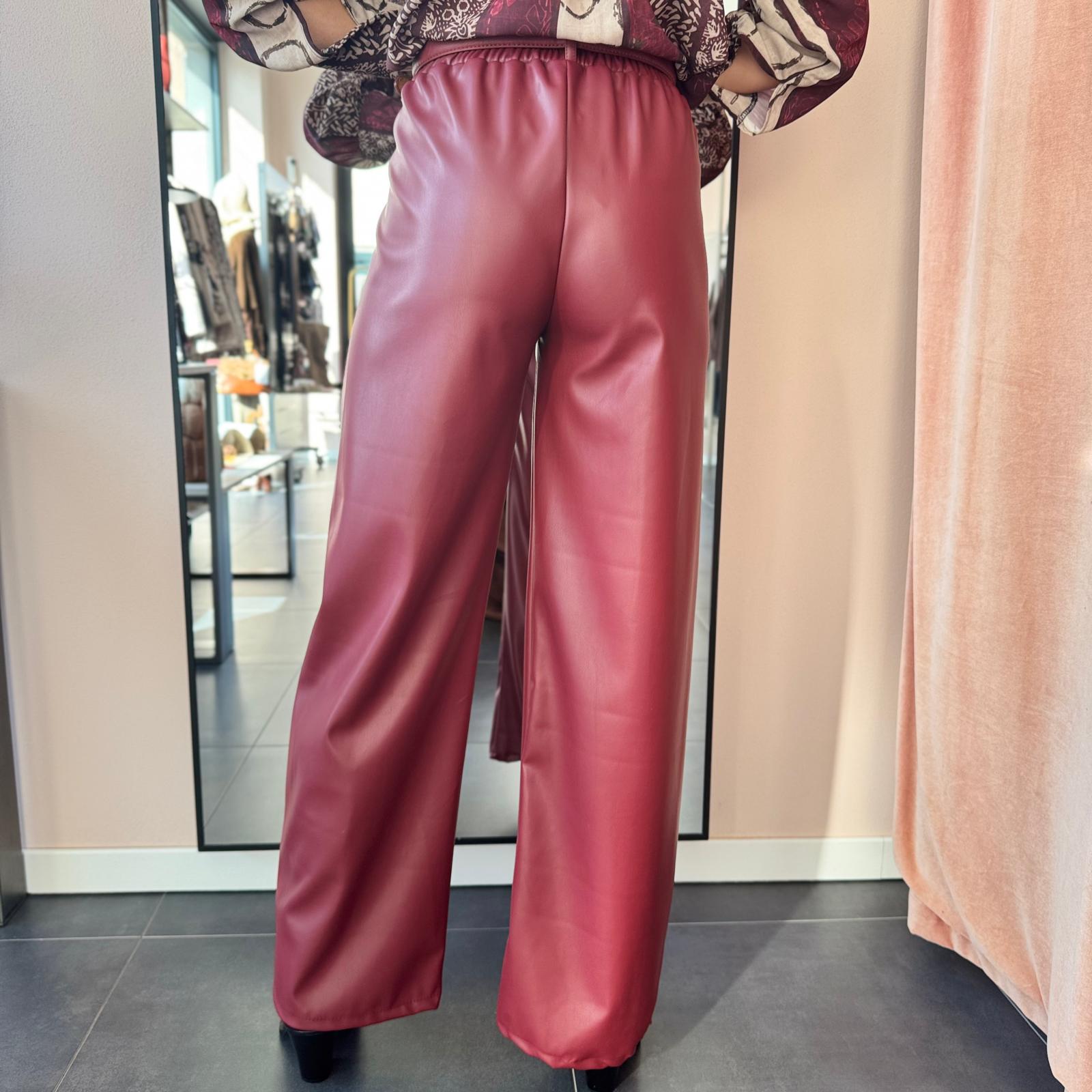 Pantaloni in Ecopelle Bordeaux - immagine 6