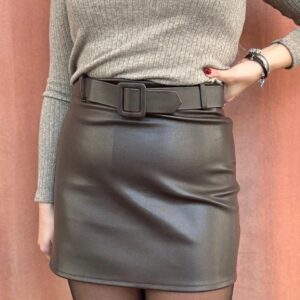 Minigonna Ecopelle Marrone