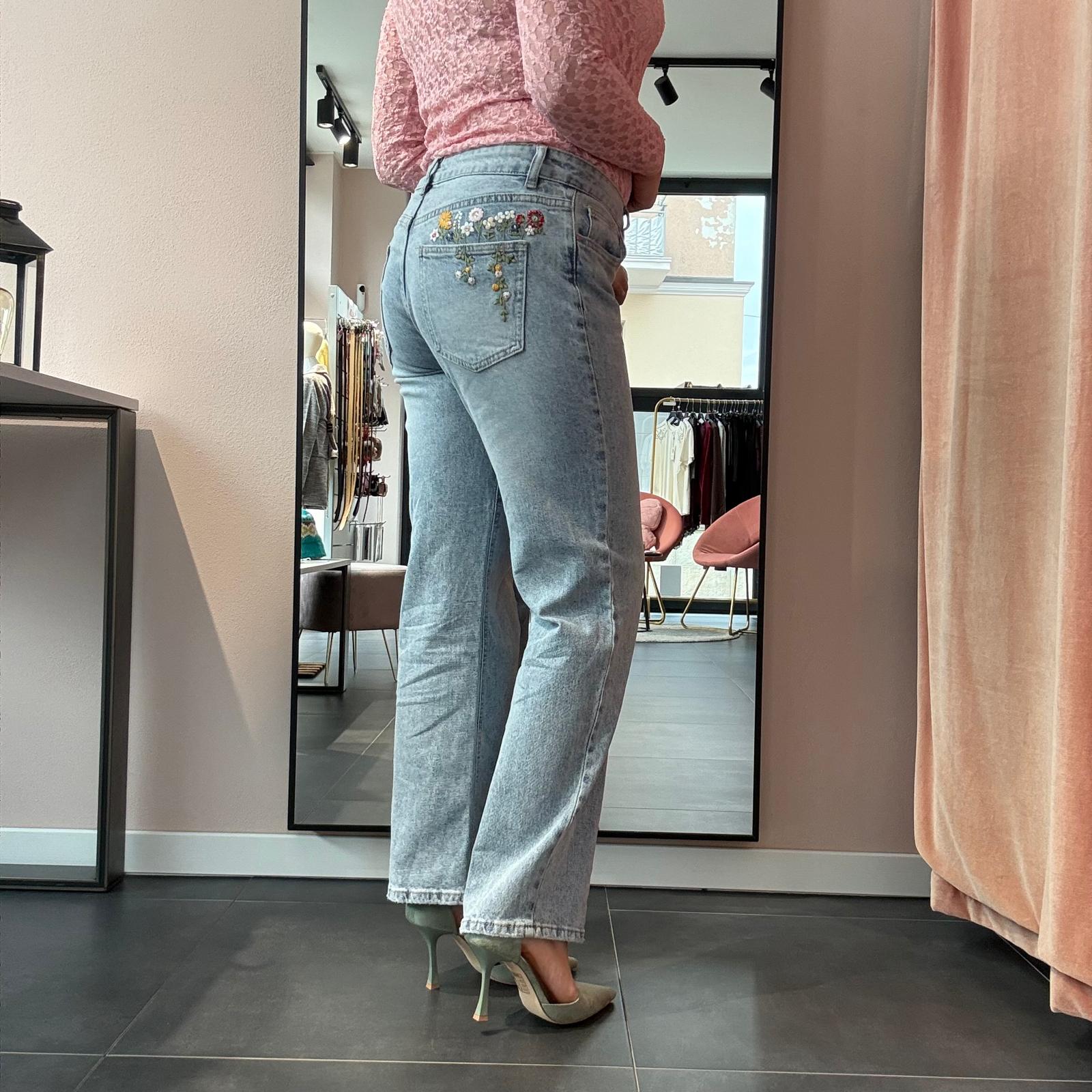 Jeans Fiori Gamba Dritta - immagine 4