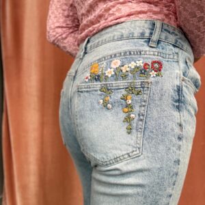 Jeans Fiori Gamba Dritta