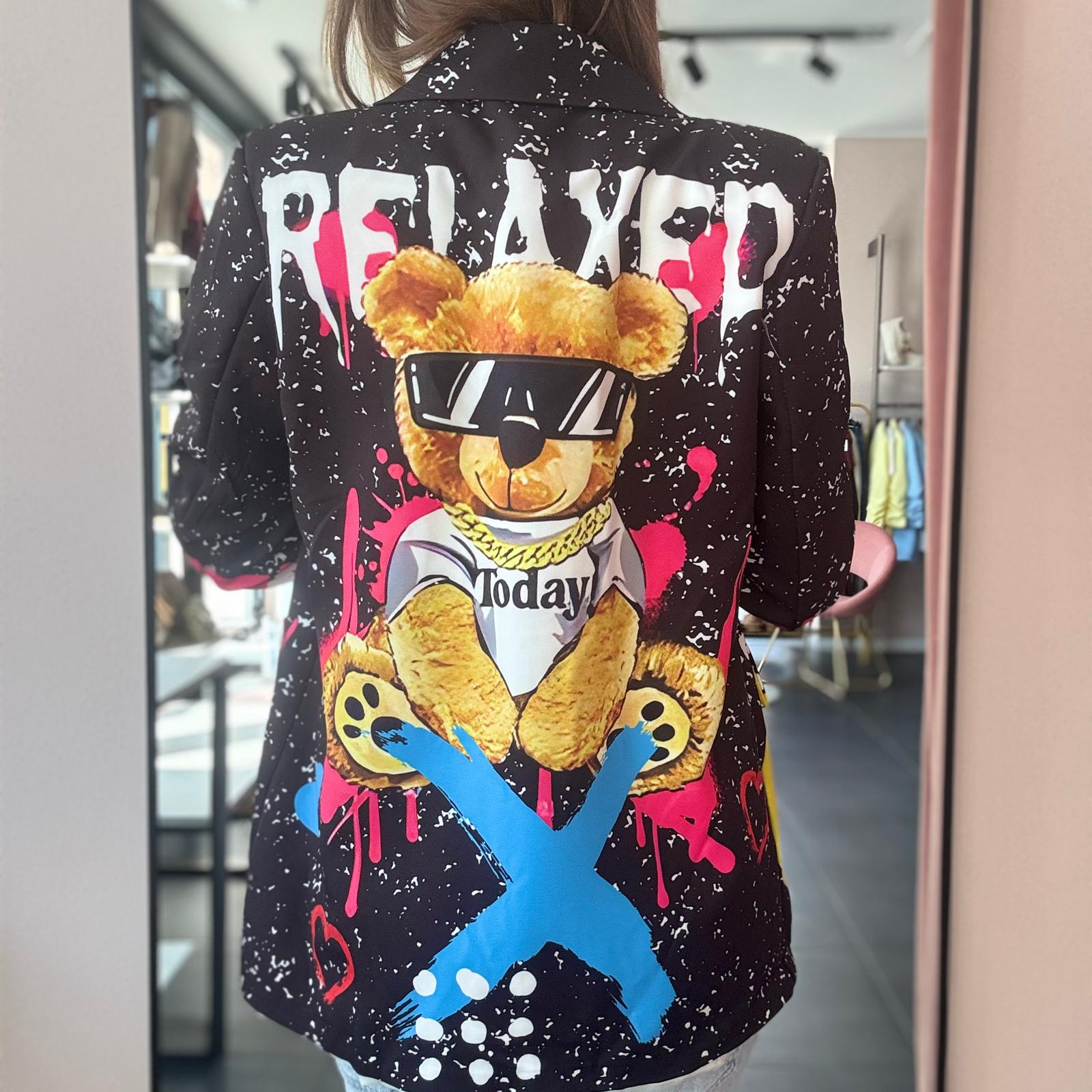 Giacca Oversize Orso Nera