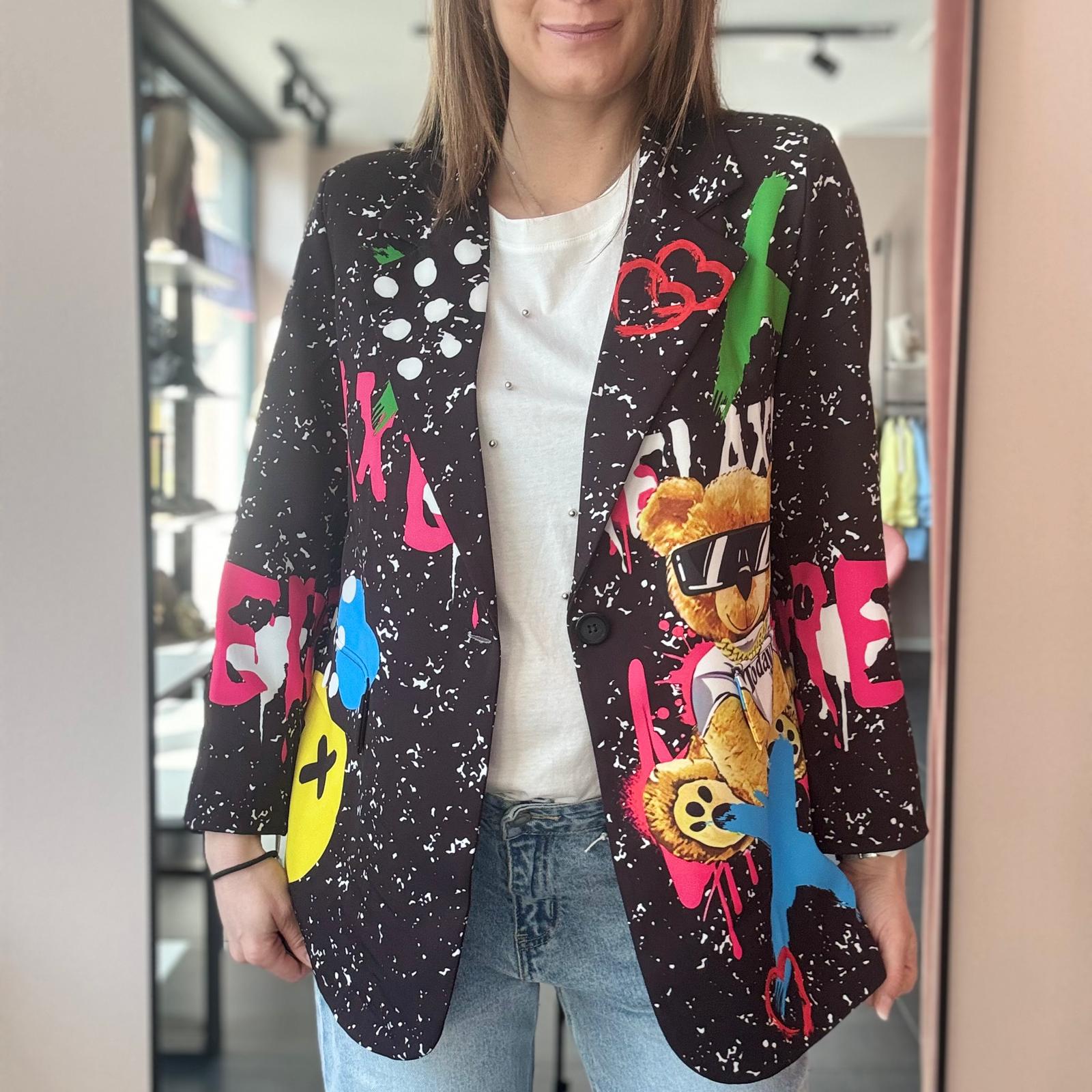 Giacca Oversize Orso Nera - immagine 2