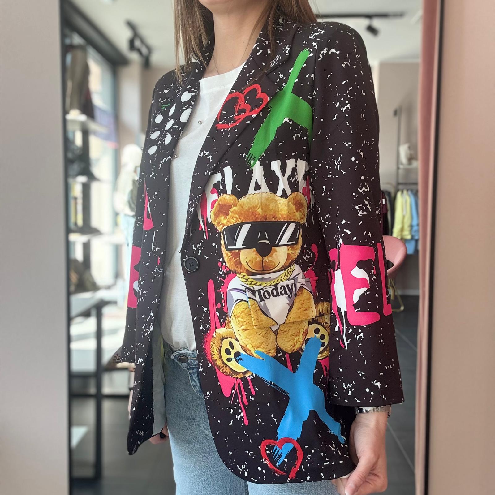 Giacca Oversize Orso Nera - immagine 3