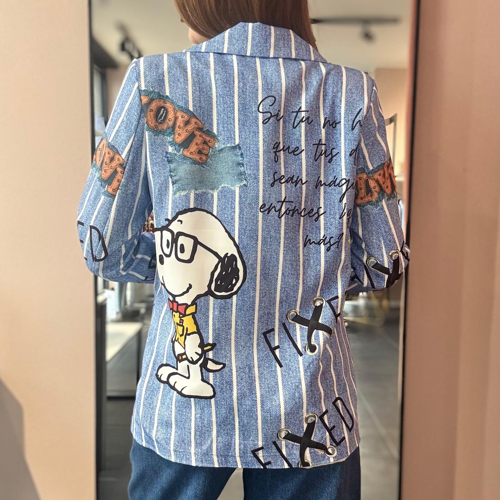 Giacca Oversize Snoopy Righe