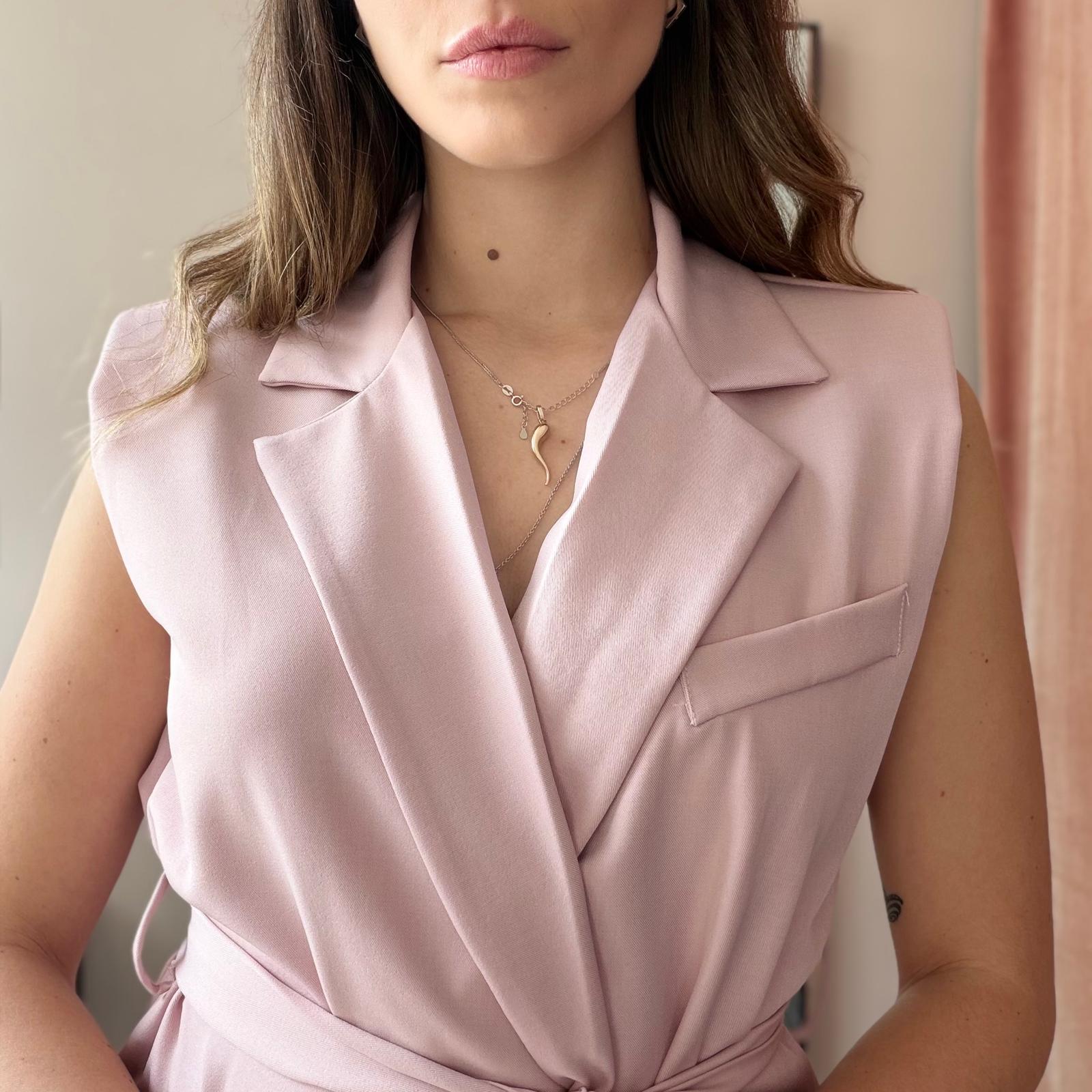 Completo Blazer Smanicato e Pantalone Gamba Larga - immagine 2