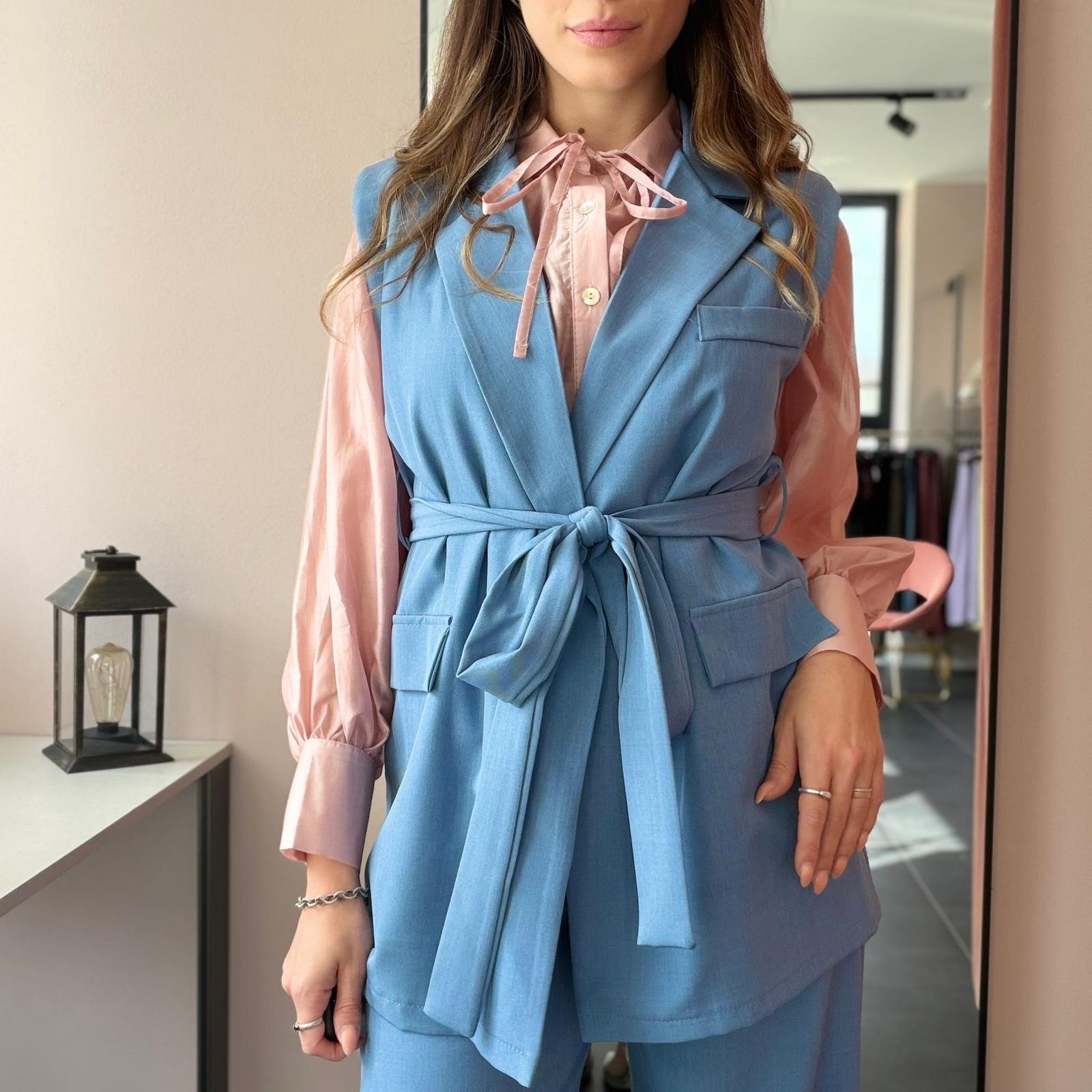 Completo Blazer Smanicato e Pantalone Gamba Larga - immagine 18