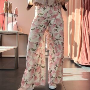 Pantaloni Fiori Gamba Larga
