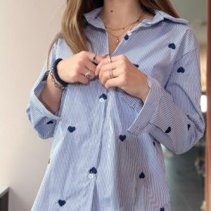 Camicia a Righe Cuori