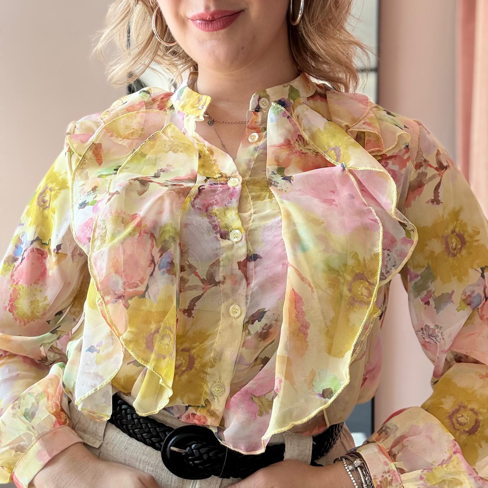 Blusa Floreale con Rouches - immagine 2