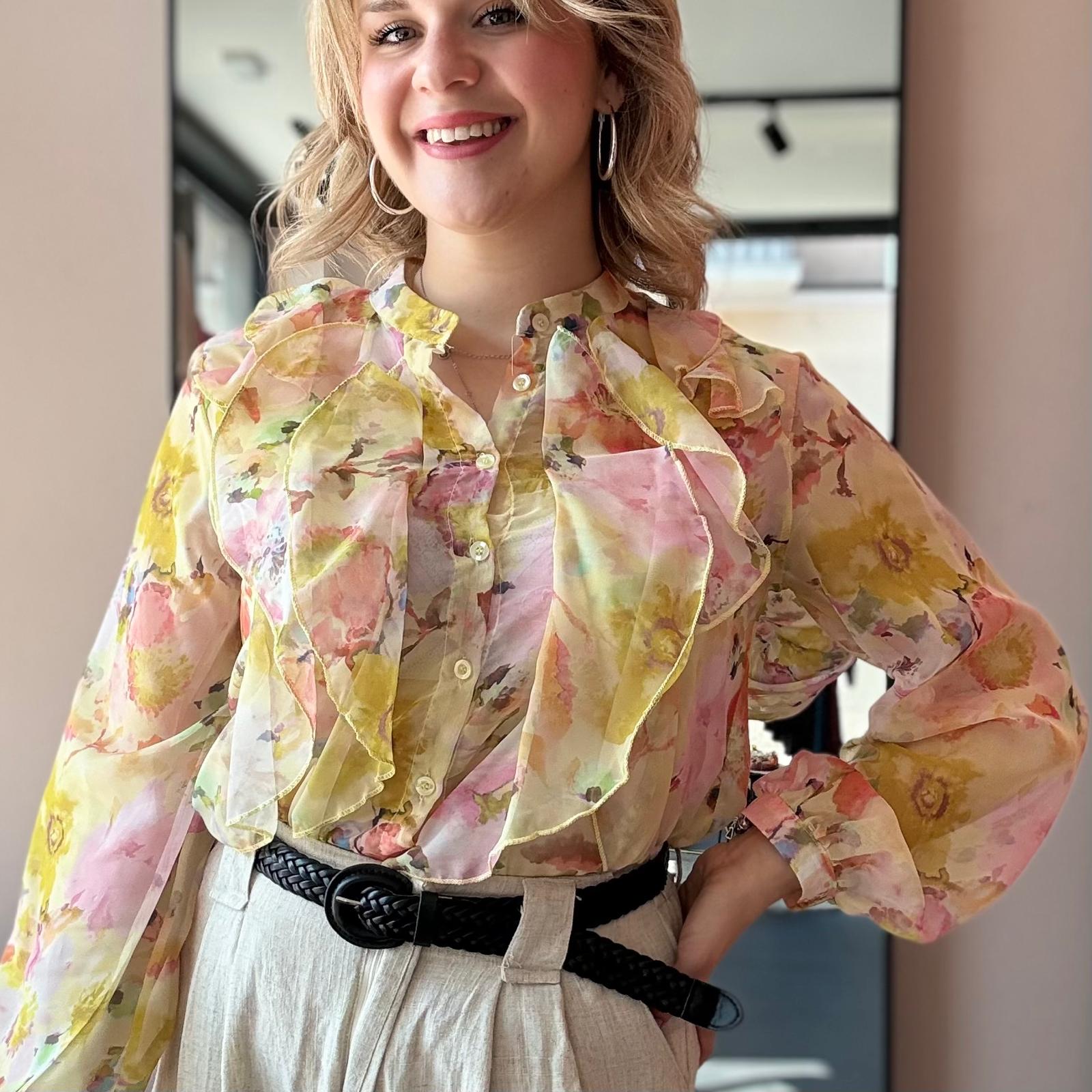 Blusa Floreale con Rouches - immagine 5