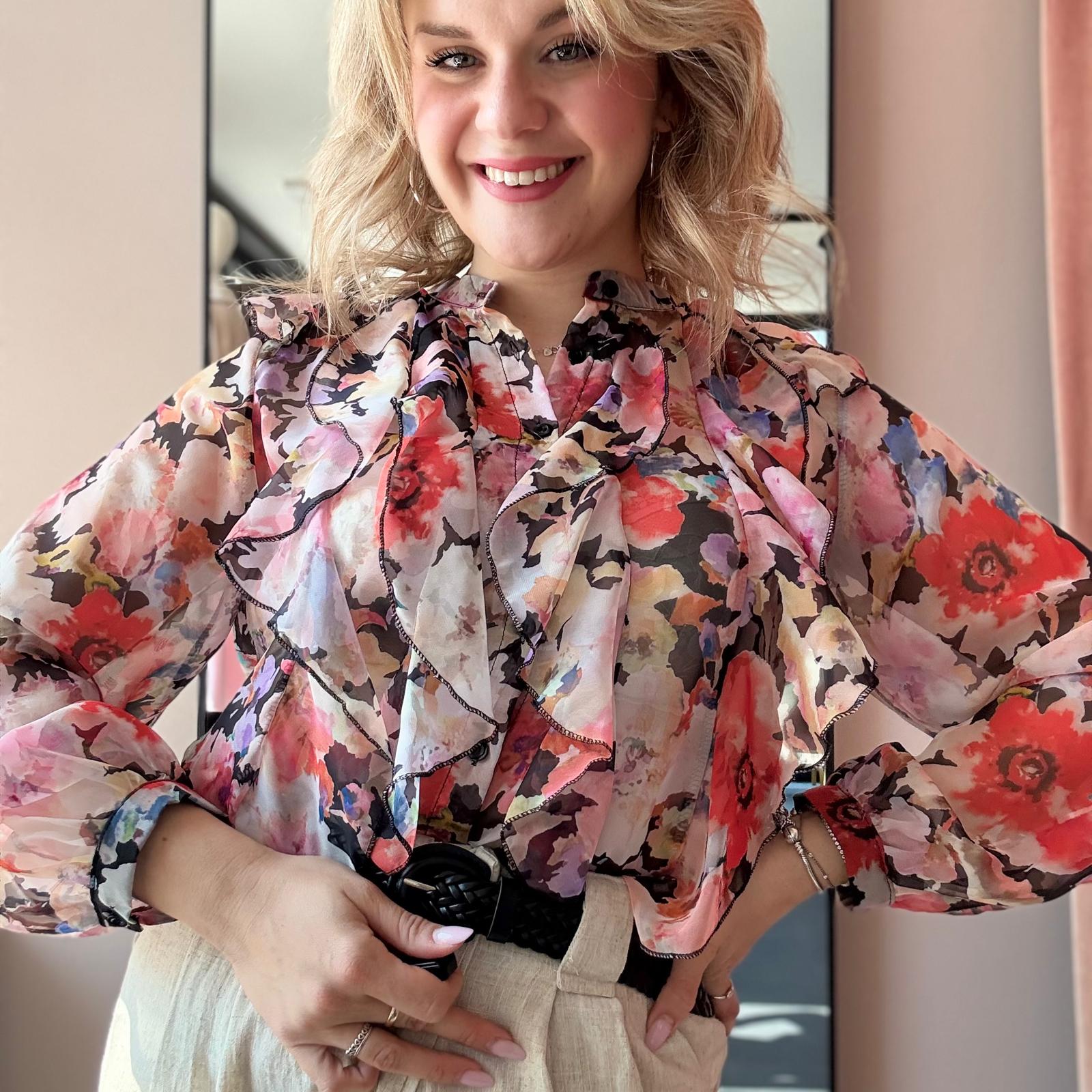 Blusa Floreale con Rouches