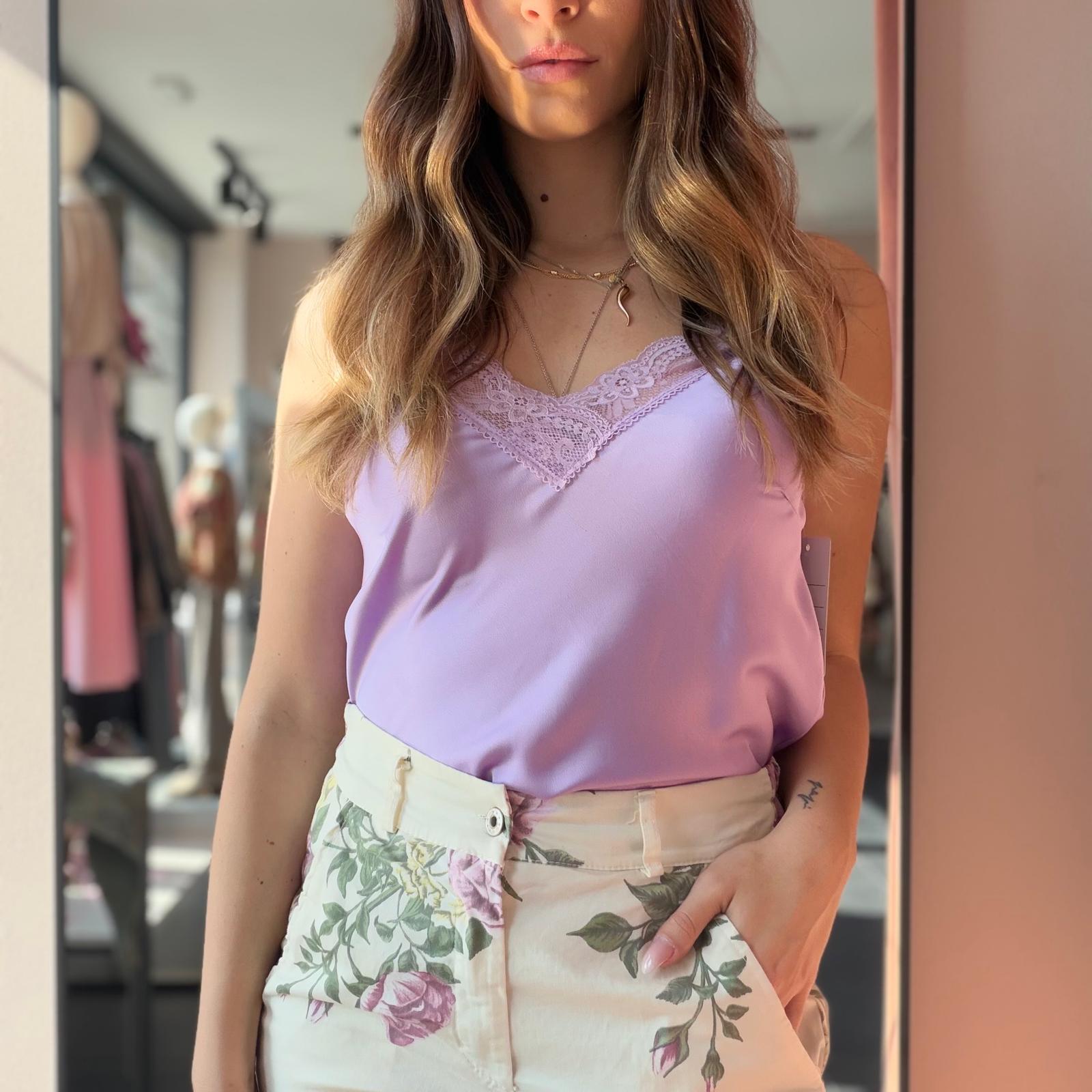 Top Satin Pizzo