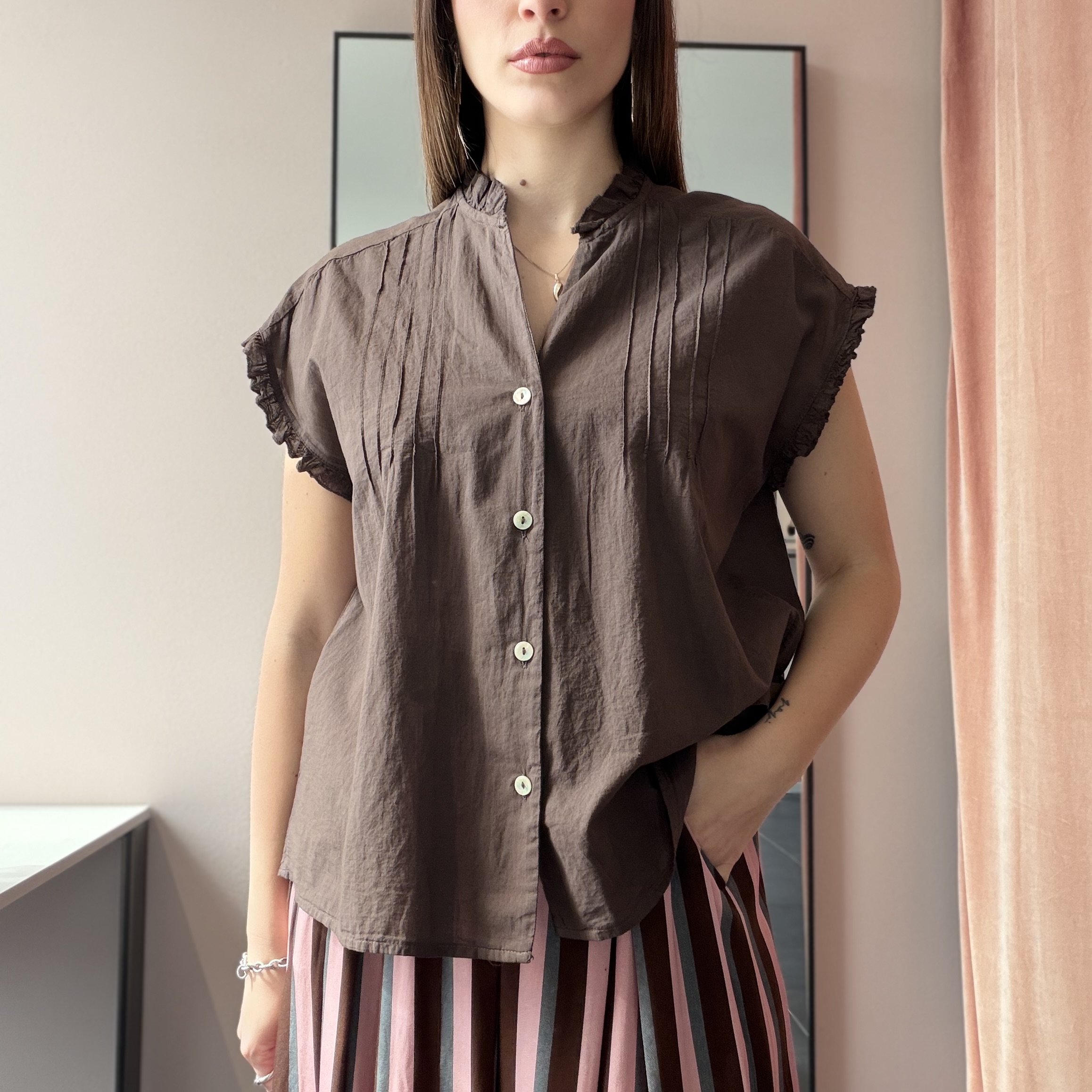 Camicia 100% Cotone con Rouches - immagine 4