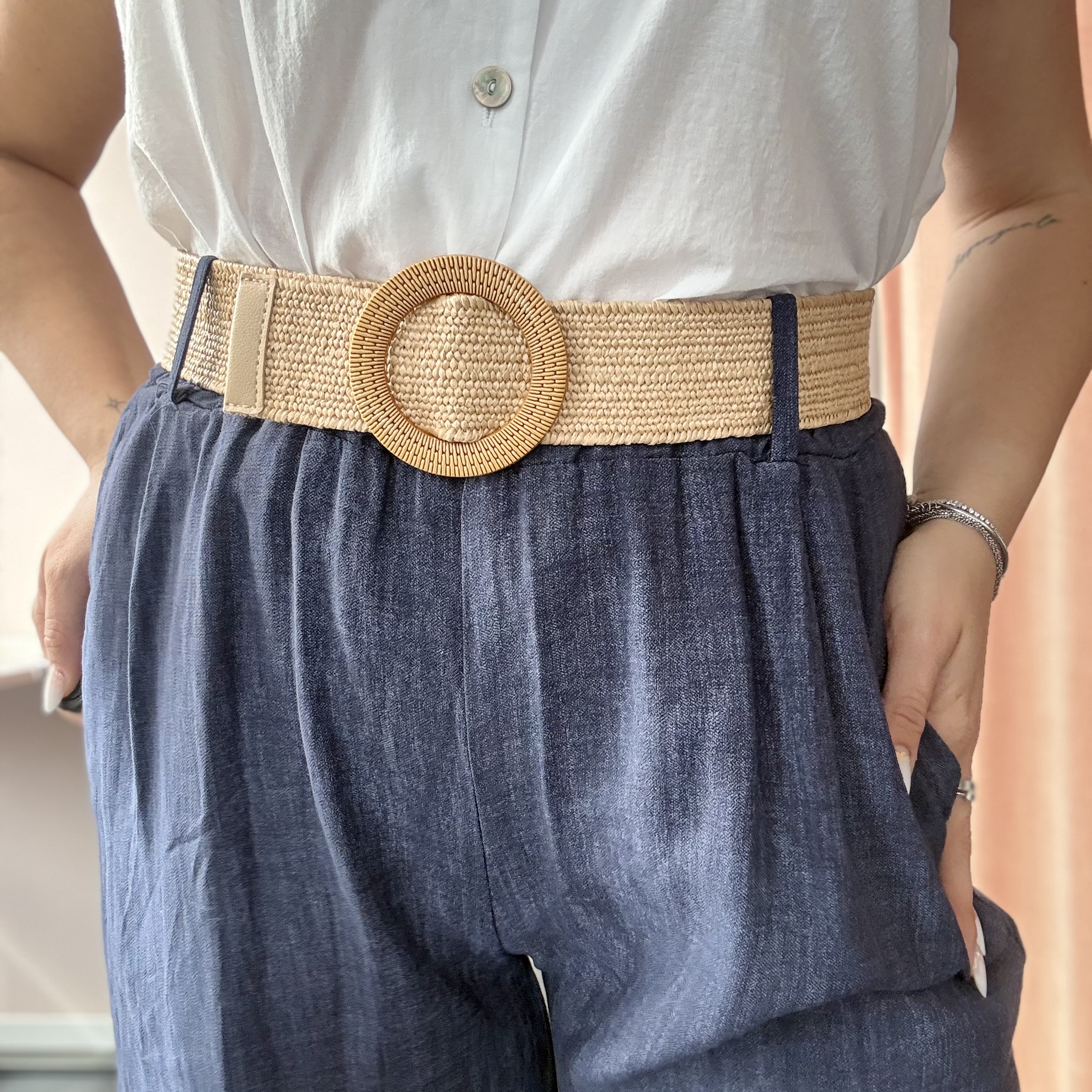 Pantalone in Cotone Effetto Denim - immagine 2