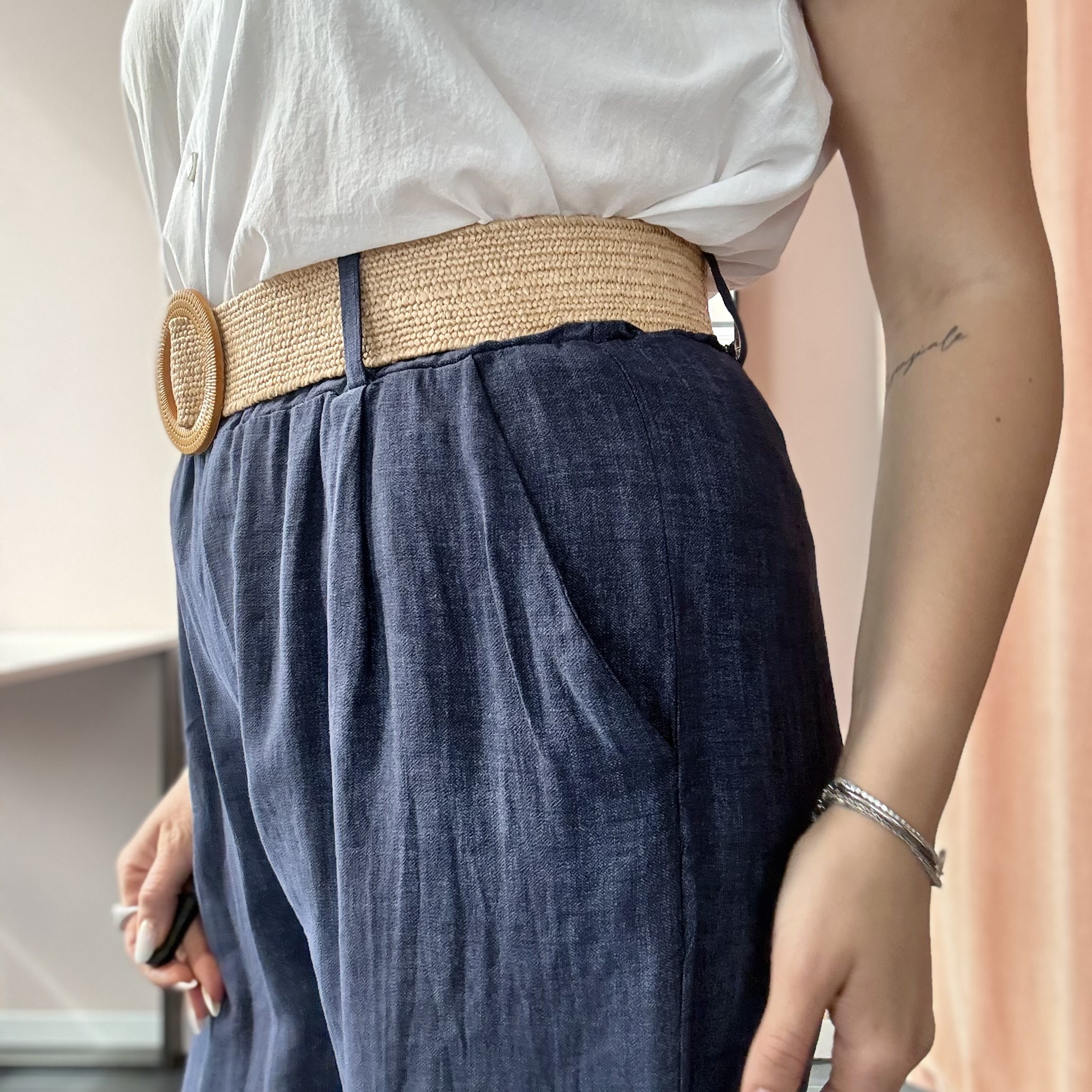 Pantalone in Cotone Effetto Denim - immagine 3