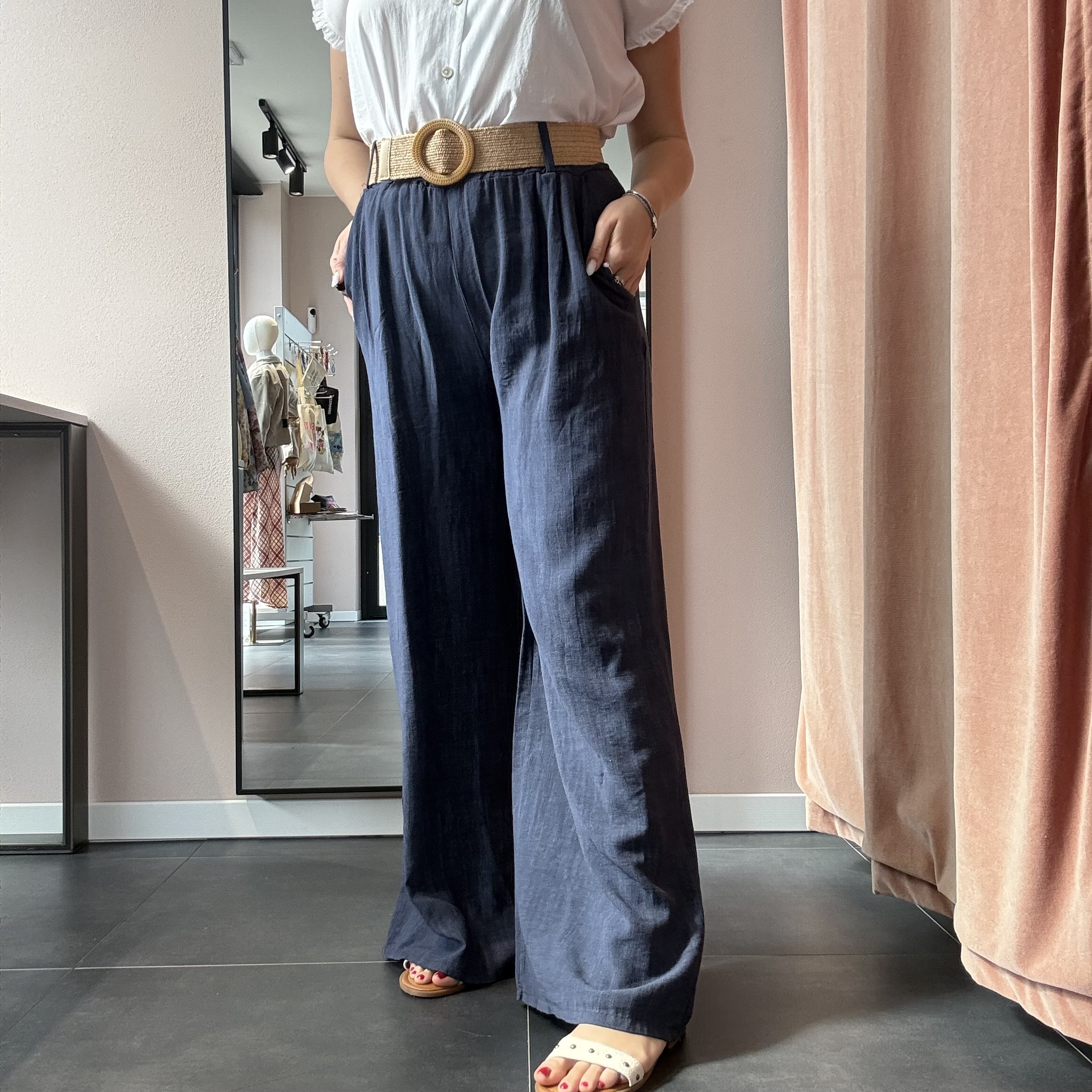 Pantalone in Cotone Effetto Denim