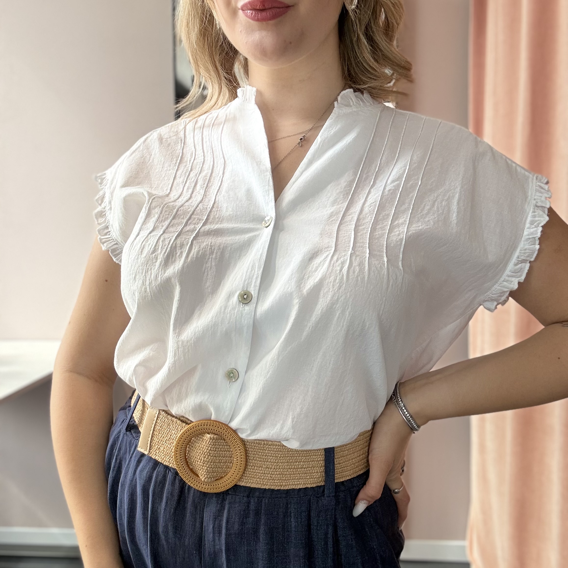 Camicia 100% Cotone con Rouches - immagine 5