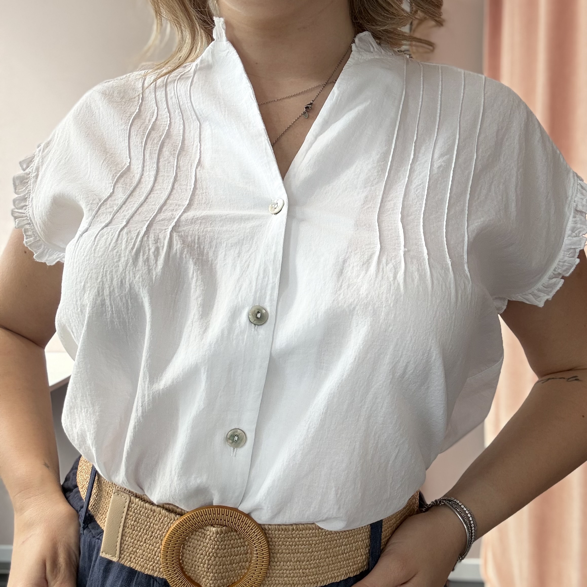 Camicia 100% Cotone con Rouches - immagine 6