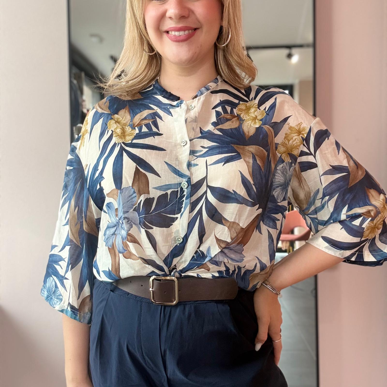 Camicia Misto Seta Tropical