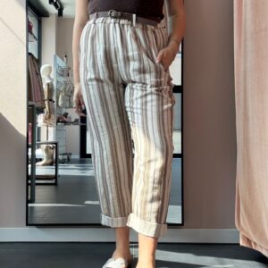 Pantalone Righe Naturale