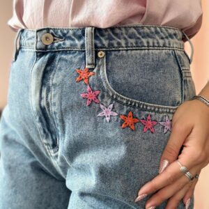 Bermuda Jeans Ricamo Fiori